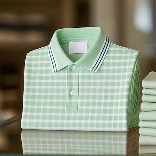 13_9b6c707d-7420-449b-9959-89821d52f1bb.jpg Men's Classic Business Striped Button Down Short Sleeve Polo Shirt