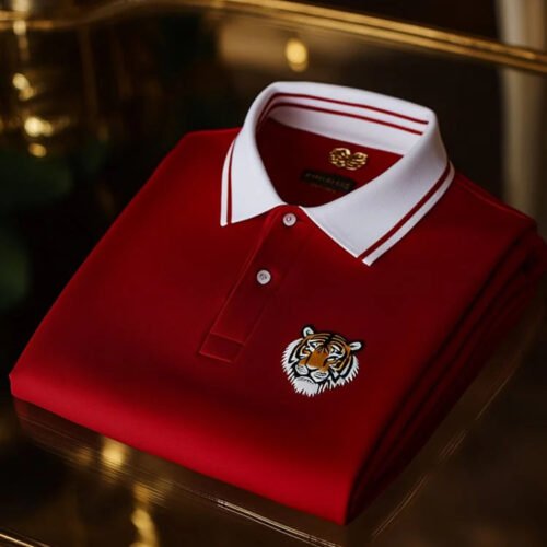 14.jpg Men's Classic Business Check Logo Short Sleeve Button Polo Shirt