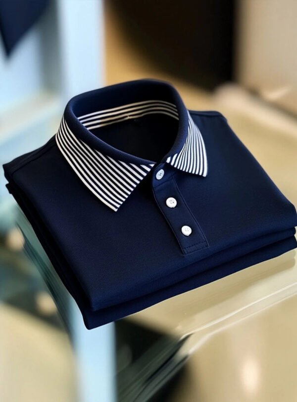 Men's Business Casual Logo Button Short Sleeve Elastic Polo Shirt