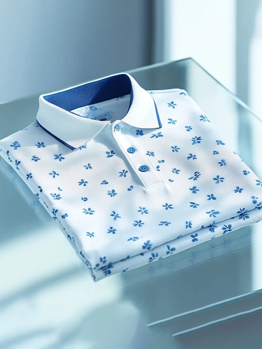 19.jpg Men's Business Casual Jacquard Button Short Sleeve Polo Shirt