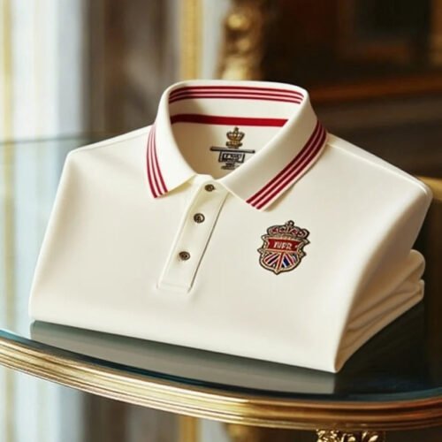 22.jpg Men's Retro Business Stripe Print Cotton Blend Short Sleeve Polo