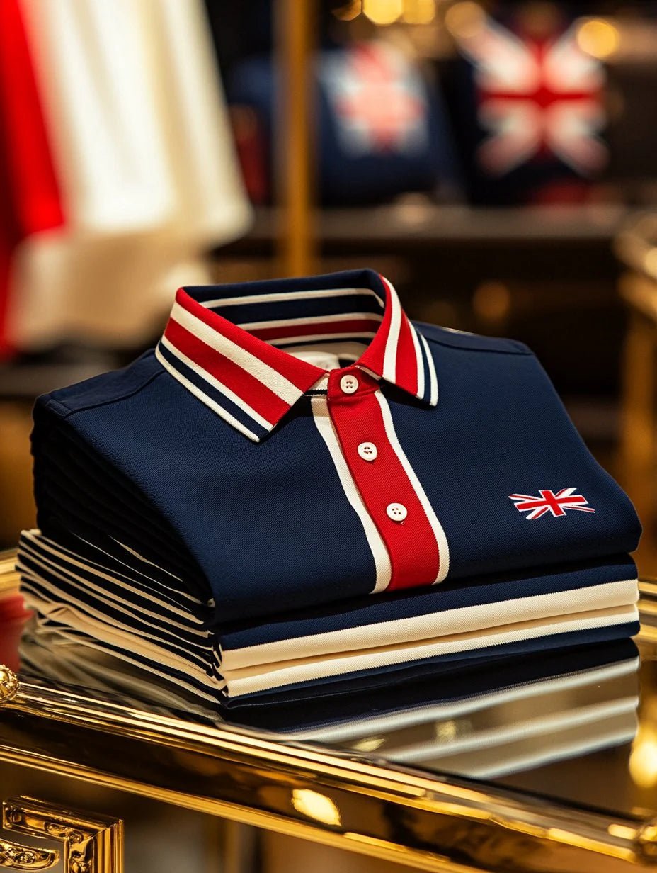 Men's Business Union Jack Short Sleeve Performance Polyester Polo Shirt