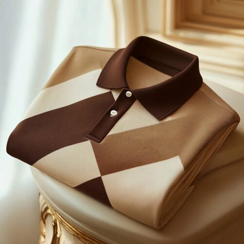 32.jpg Men's Classic Business Color Block Short Sleeve Button Polo Shirt