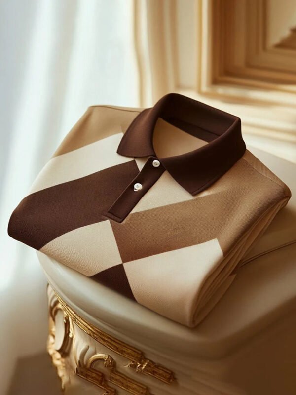 32.jpg Men's Classic Business Color Block Short Sleeve Button Polo Shirt