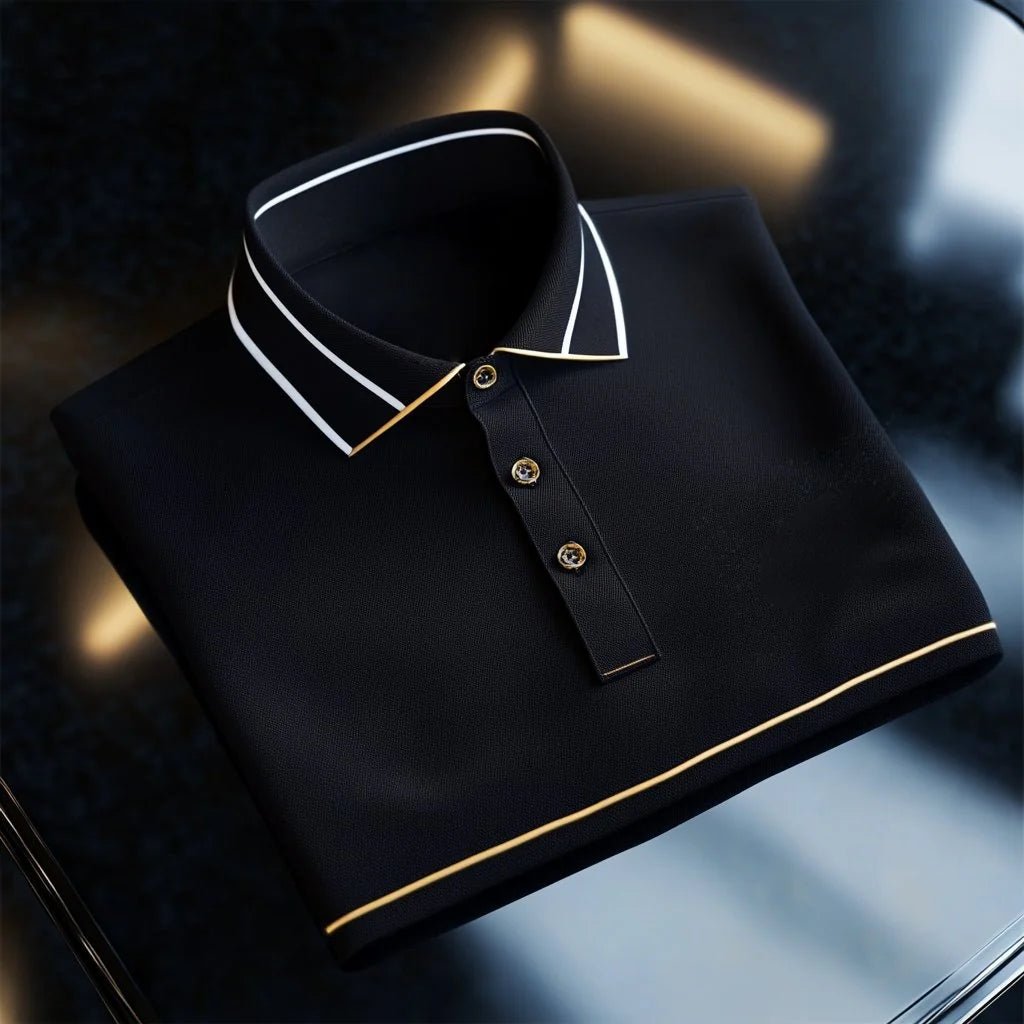 Men's Business Casual Short Sleeve Polo Shirt with Contrast Trim