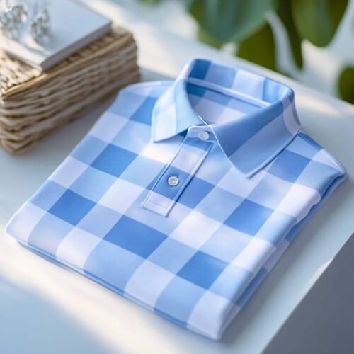 36.jpg Men's Classic Business Plaid Short Sleeve Logo Polo Shirt