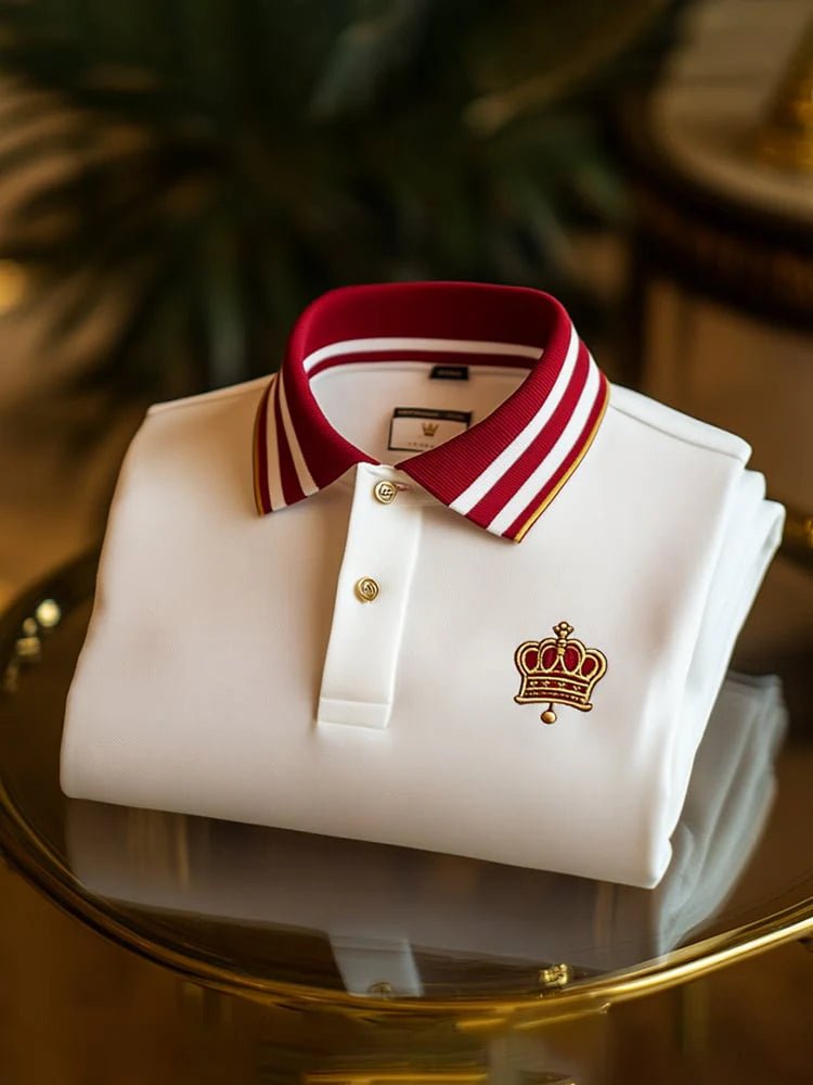 37.jpg Men's Classic Business Check Crest Short Sleeve Polo Shirt