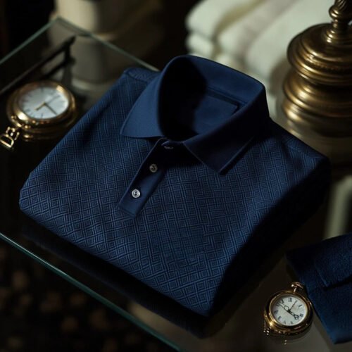 4.jpg Men's Business Casual Mixed Print Short Sleeve Polyester Polo Shirt