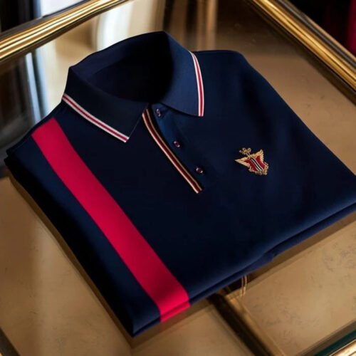 40.jpg Men's Classic Business Striped Button Short Sleeve Polo Shirt