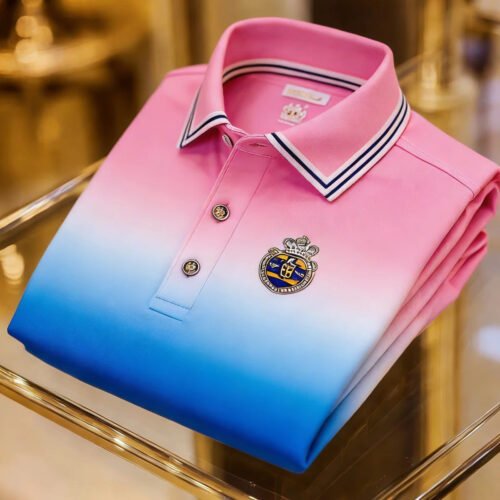 Men's Classic Business Button Short Sleeve Polyester Tribal Polo Shirt