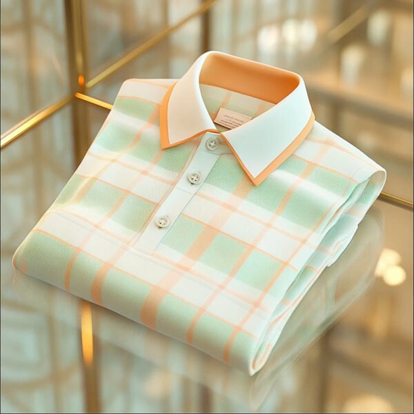Men's Classic Business Color Block Striped Short Sleeve Polo Shirt