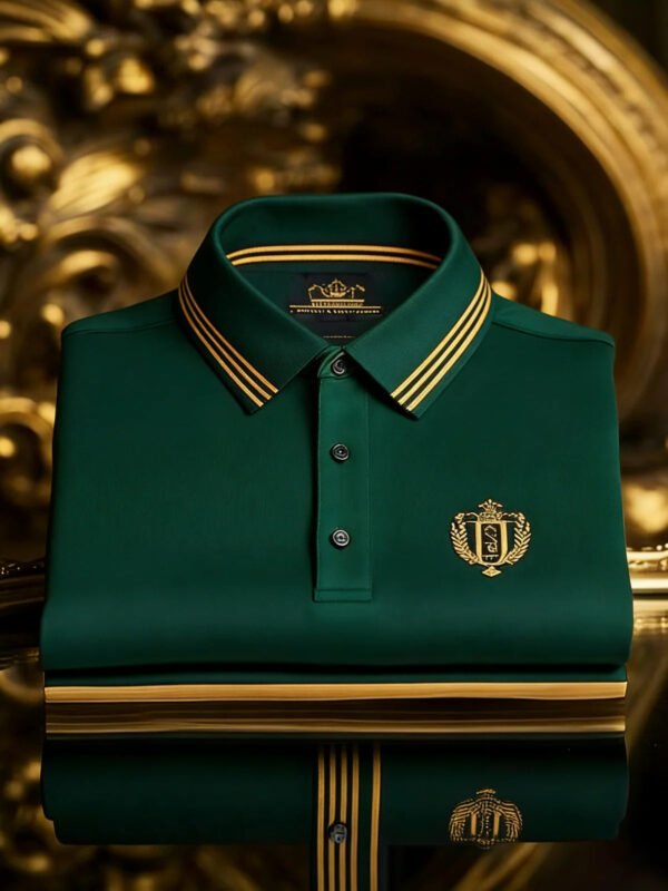 Men's Classic Business Button Short Sleeve Polo Shirt with Logo