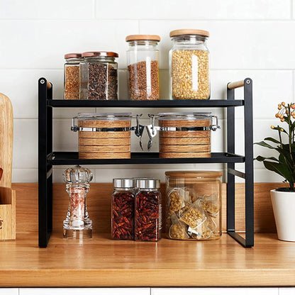 Kitchen Shelf Organizer with Wooden Handles