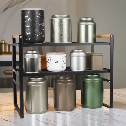 Kitchen Shelf Organizer with Wooden Handles