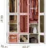 Portable Wardrobe Closet Organizer Large Capacity 20 Deep Plastic Armoire with Magnetic Doors