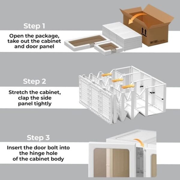 Portable Wardrobe Closet Organizer Large Capacity 20 Deep Plastic Armoire with Magnetic Doors