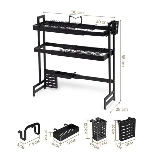 Over Sink Dish Drying Rack – Adjustable, Expandable, and Rust-Resistant 2-Tier Dish Drainer