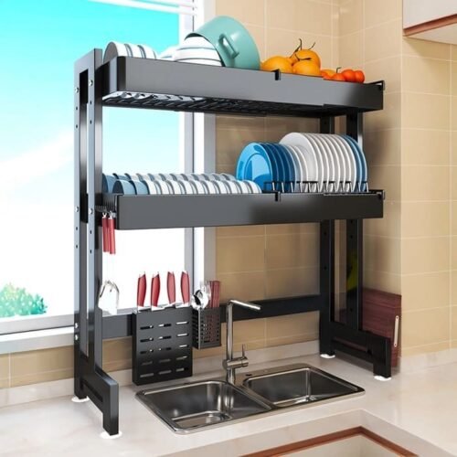 Over Sink Dish Drying Rack – Adjustable, Expandable, and Rust-Resistant 2-Tier Dish Drainer