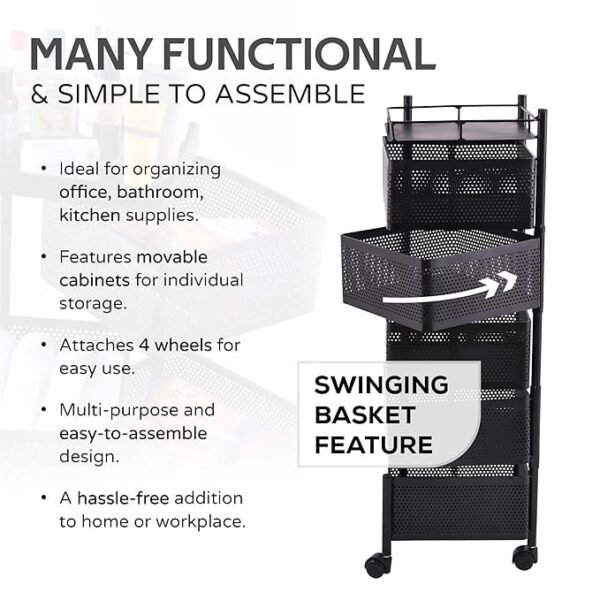 Kitchenwell Round Multi-Purpose Rotatable Trolley Storage (Shelves-5)
