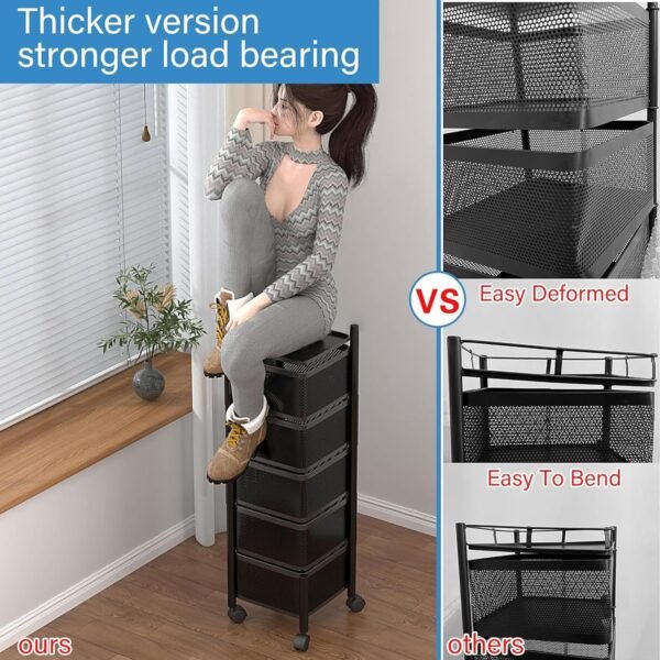 Kitchenwell Round Multi-Purpose Rotatable Trolley Storage (Shelves-5)