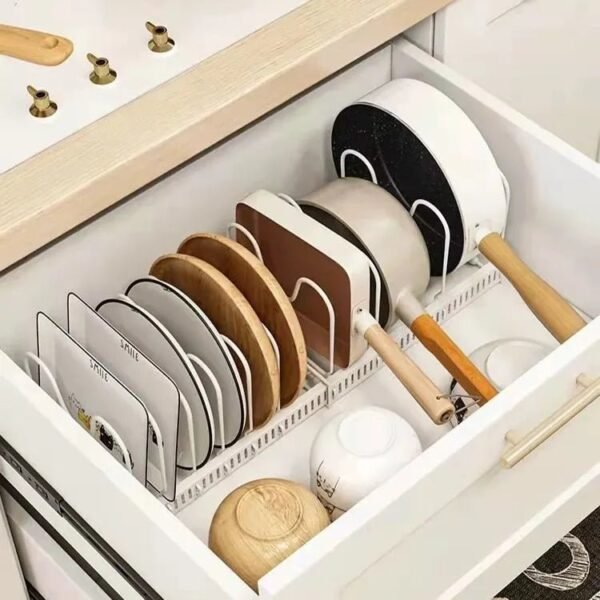 Expandable Pan and Lid Organizer Rack