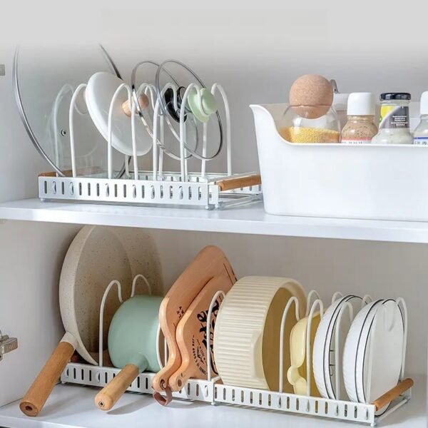 Expandable Pan and Lid Organizer Rack