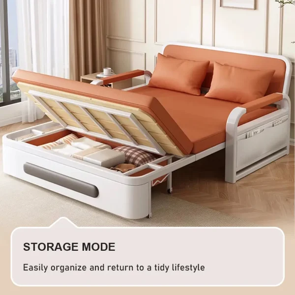 Modern Sofa Bed With Wood Frame – Storage Included