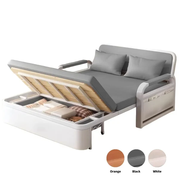 Modern Sofa Bed With Wood Frame – Storage Included