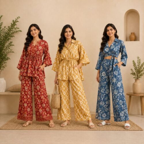 10_7e3eea04-7608-48c2-83e9-814b7d5a6878.jpg Printed Co-Ord | Pack of 3 | Casual Ethnic Fusion Wear | CC-017