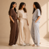 3 Sets Women's T-Shirts With Trousers (K-4)