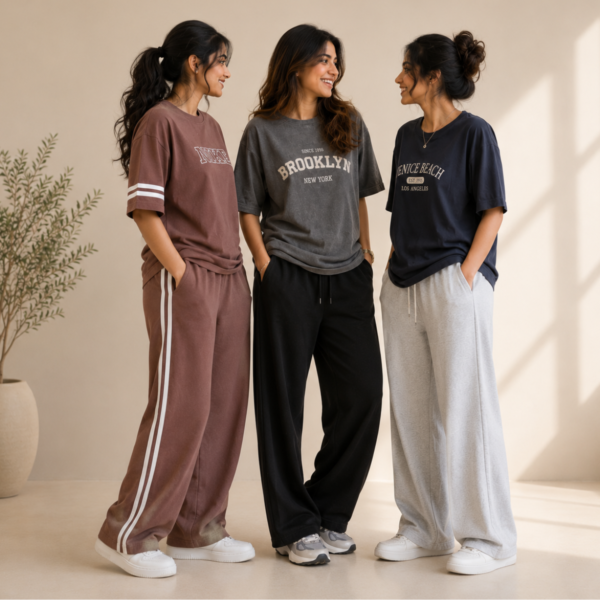 3 Sets Women's T-Shirts With Trousers (K-5)