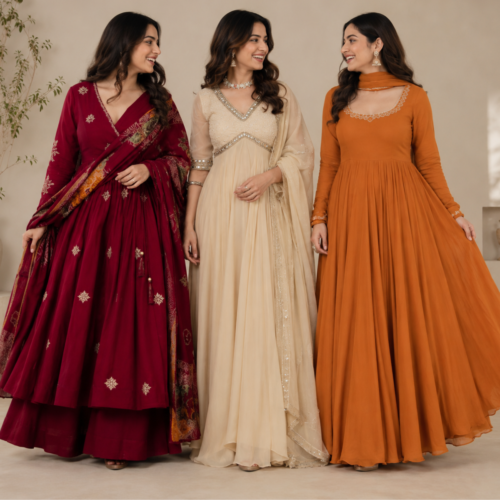 1_3d3bee57-6c32-4edc-aeea-9914be694385.png 3 Anarkali Style Kurta Set with Dupatta ( A1 )