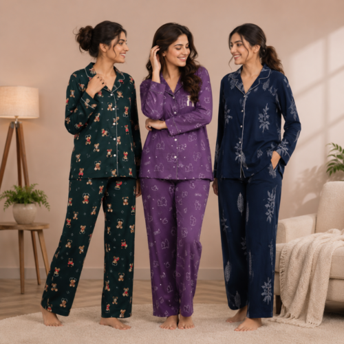 1_840e9d80-6f22-42f2-9173-05ce25769210.png 3 Cotton Night Suit For Women (N-10)