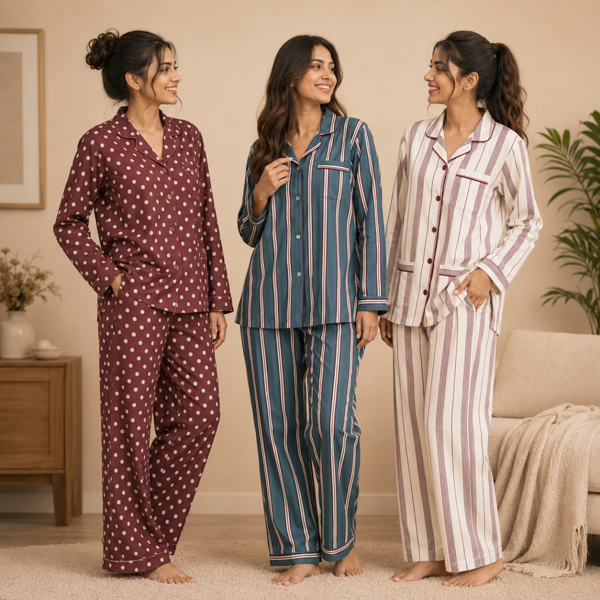 3 Cotton Night Suit For Women (N-2)