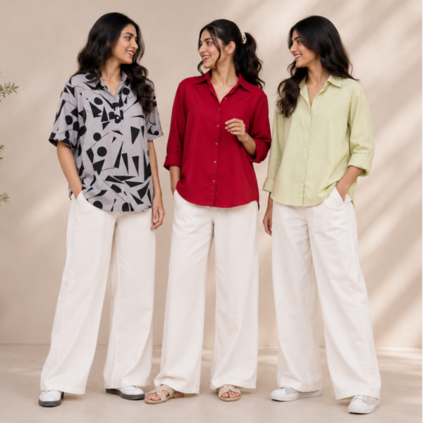 3 Linen Outfit Sets for Women ( L-10 )