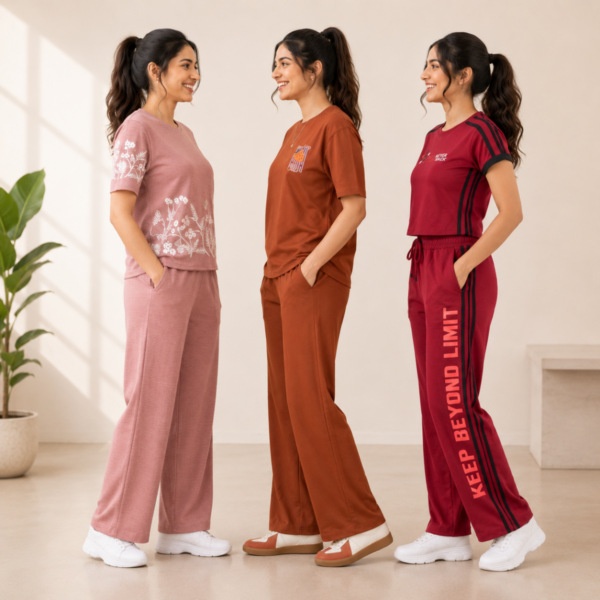Women's Casual T-Shirt with Trouser Set ( T-1 )