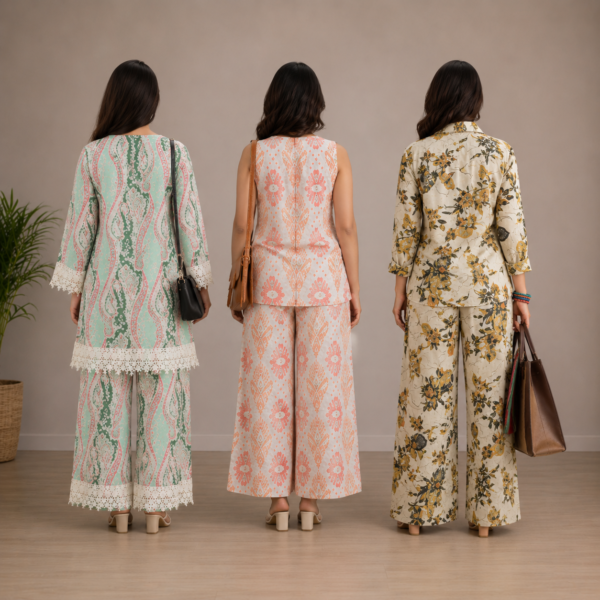 2_7b007455-d951-49ca-84d8-f02ad20a1df6.png Printed Co-Ord | Pack of 3 | Casual Ethnic Fusion Wear | CC-011
