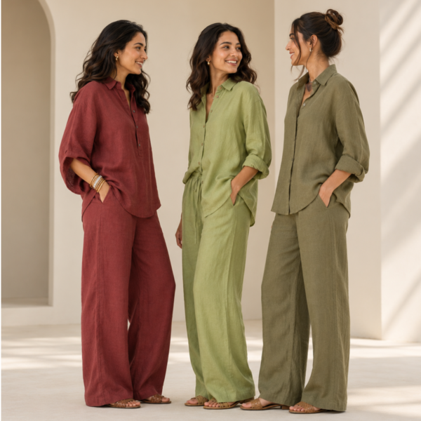3 Linen Outfit Sets for Women ( L-1 )