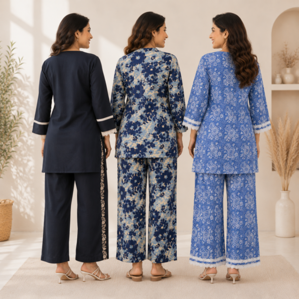 3_c9afc67f-ed74-4a39-a1ec-3b97afba62d3.png 3 Women's Cotton Co-Ord Set ( C1 )