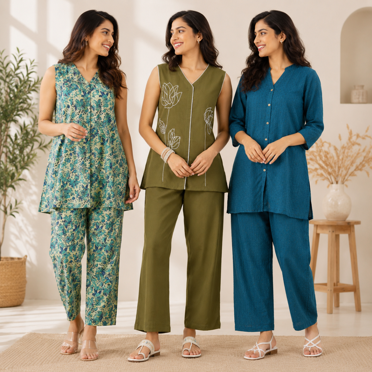 4_120df468-3261-4c73-8f6c-df6f0e2a24d3.png 3 Women's Cotton Co-Ord Set ( C2 )