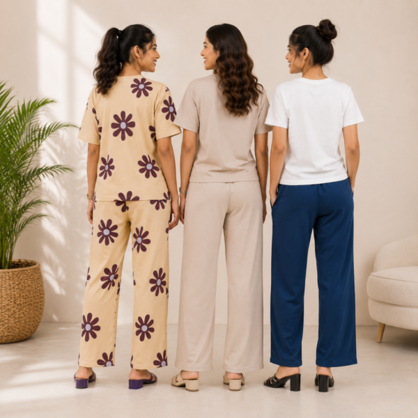 Women's Casual T-Shirt with Trouser Set ( T-3 )